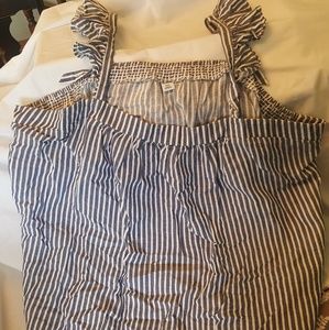 Cute Ruffle strap blue/White top